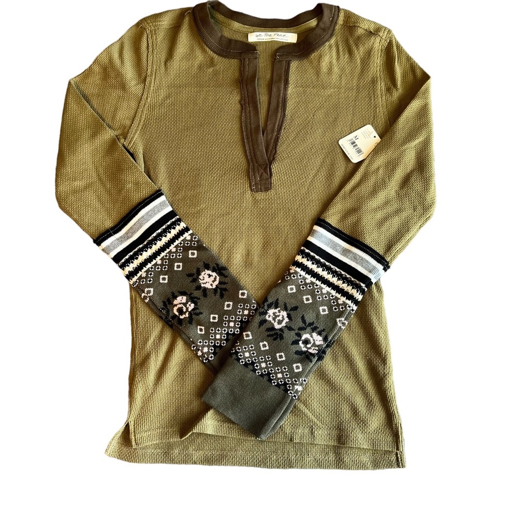 We the free free people mikah layering cuff top green size medium NWT